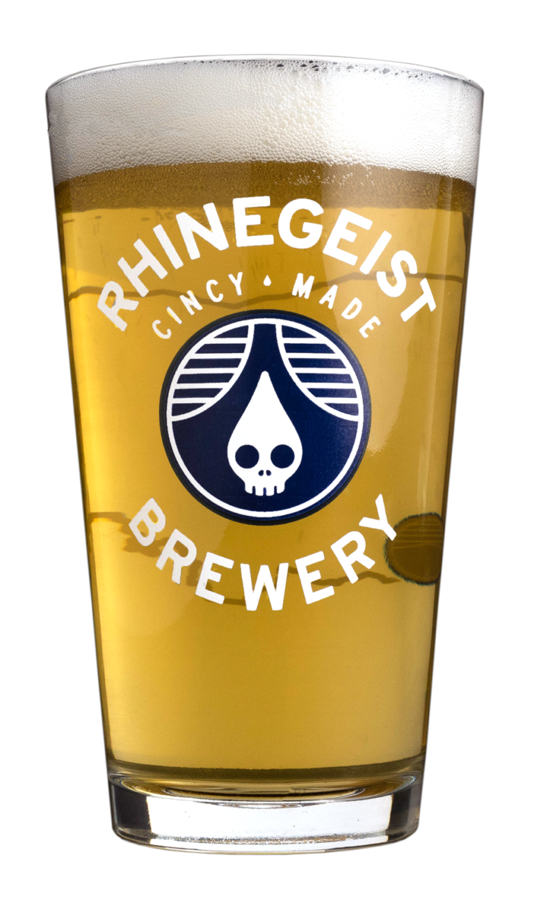 Pint of light beer in Rhinegeist glass