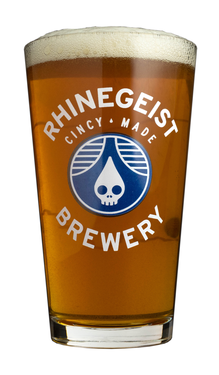 Pint of beer in Rhinegeist glass