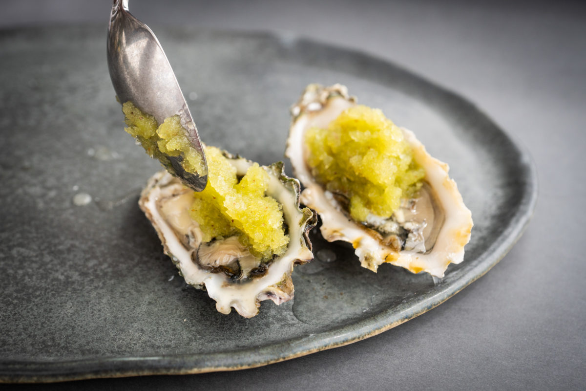 Oyster on the half shell with granita