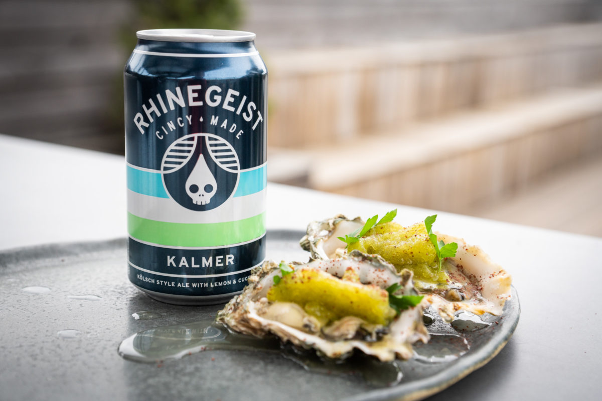 Rhinegeist Kalmer with Granita topped Oysters