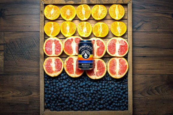 Rhinegeist Mosaic Pale Ale on top of fruit spread