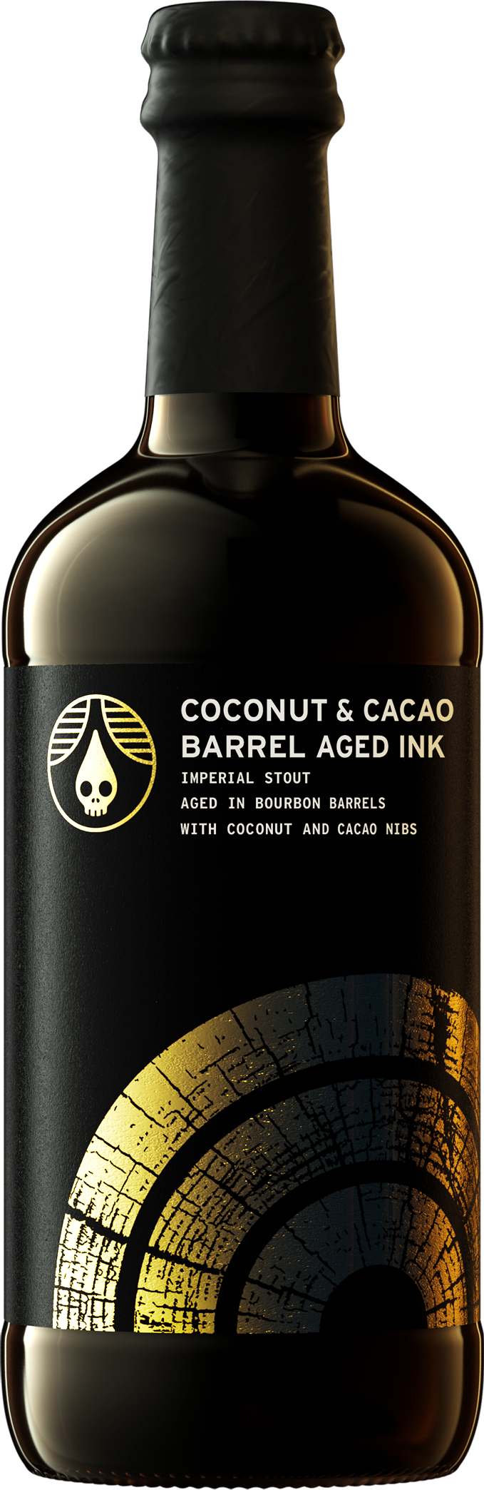 Render of bottle of Rhinegeist Barrel Aged Coconut and Cacao Ink