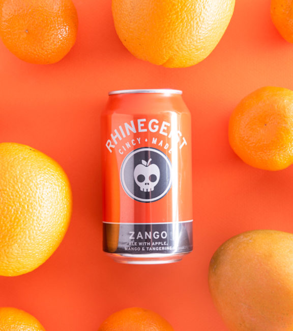 can of rhinegeist zango on orange background